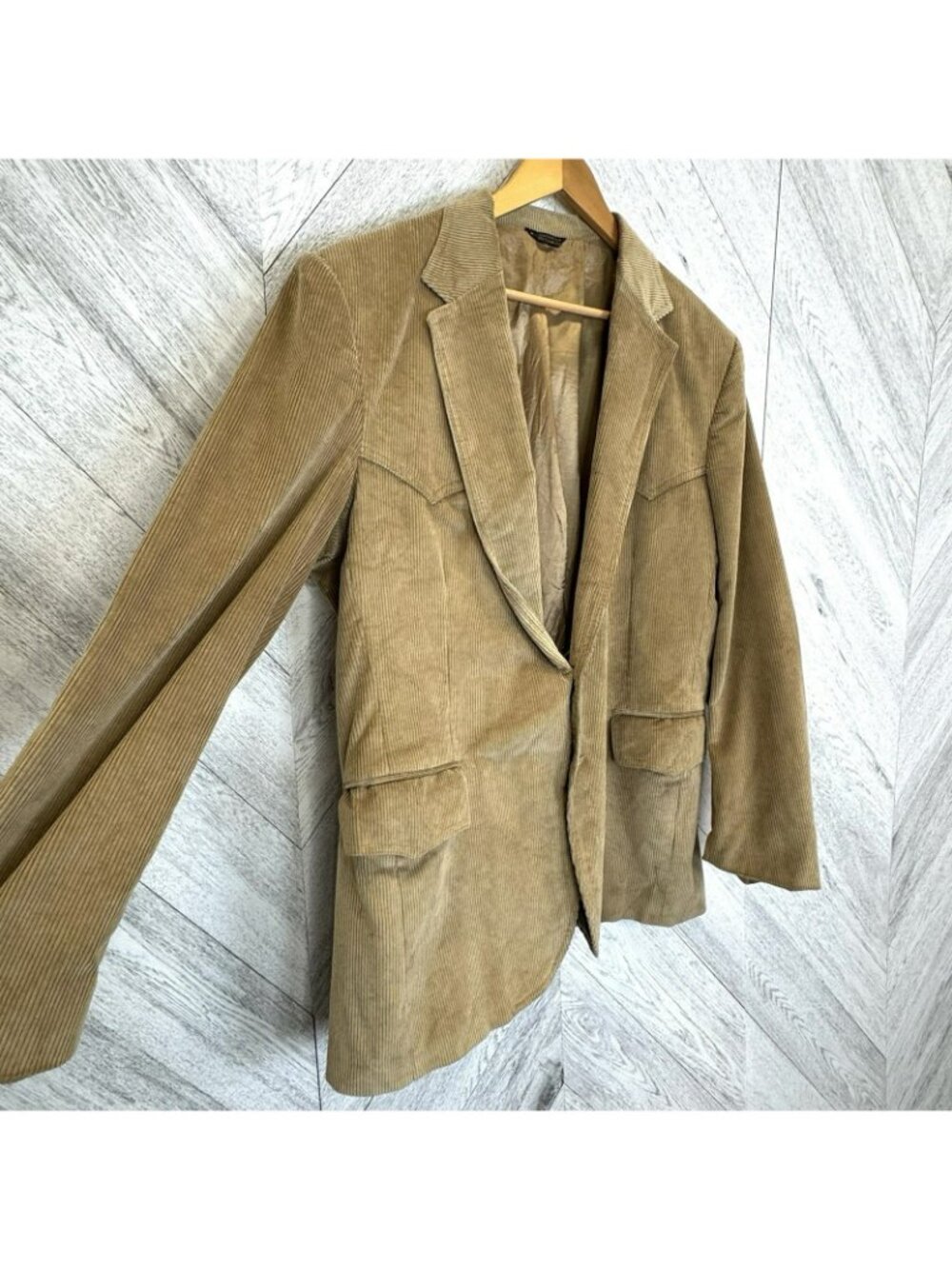 Vintage Levi's Western Tan Corduroy Blazer Jacket Mens Size 44R Elbow Patches - Picture 4 of 10